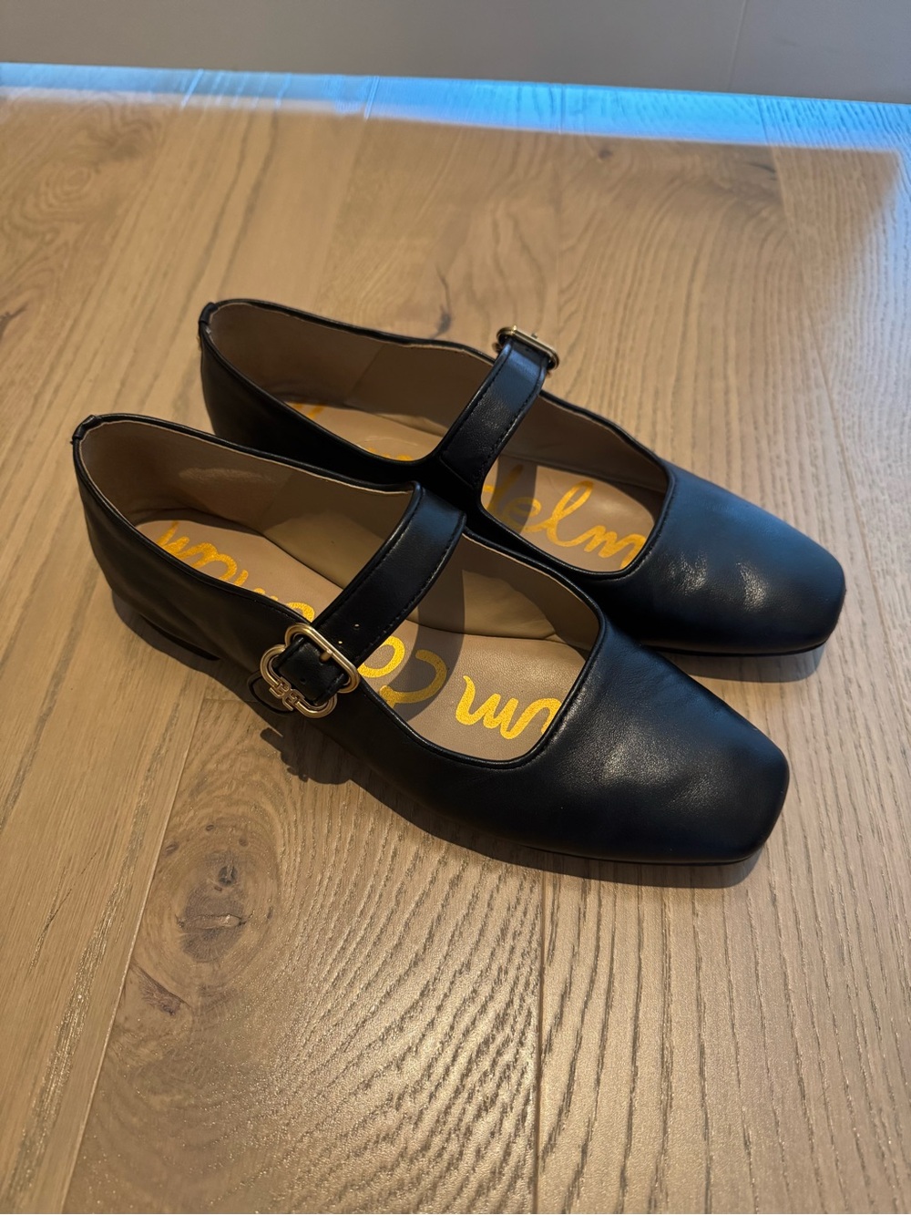 Sam Edelman Black Mary Jane Flats with Gold Buckle